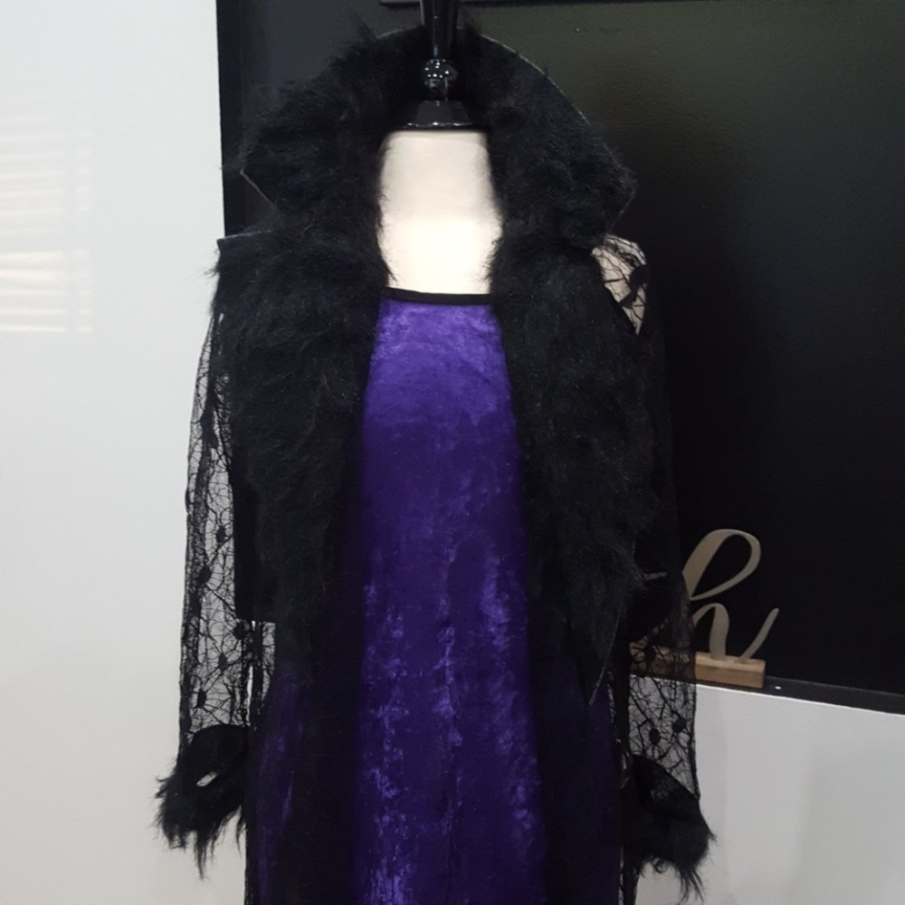 Purple Velvet Witch with Spider Web Lace Costume🕷